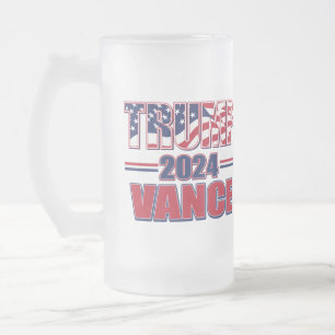 Caneca De Cerveja Vidro Jateado Trump Vance 2024