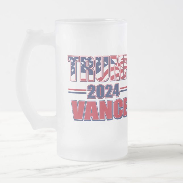 Caneca De Cerveja Vidro Jateado Trump Vance 2024 (Esquerda)
