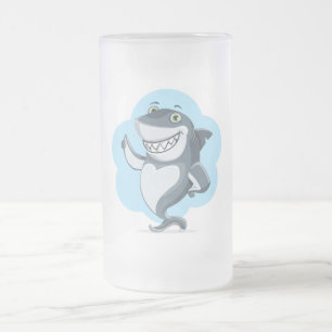 Caneca De Cerveja Vidro Jateado Tubarão feliz