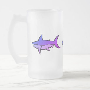 Caneca De Cerveja Vidro Jateado Tubarões Roxos Personalizáveis