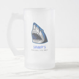 CANECA DE CERVEJA VIDRO JATEADO TUBARÕES VÃO TE MATAR MANO... CITAÇÃO ENGRAÇADA
