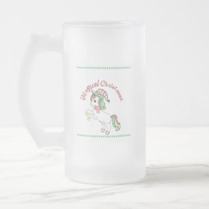 Caneca De Cerveja Vidro Jateado Tudo Que Preciso É De Um Natal Mágico, Unicórni