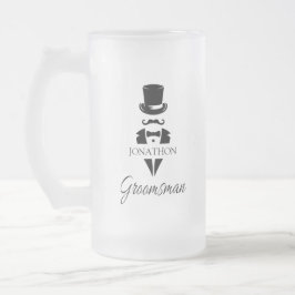 Caneca De Cerveja Vidro Jateado Tuxedo Top Hat do Nome do padrinho de casamento