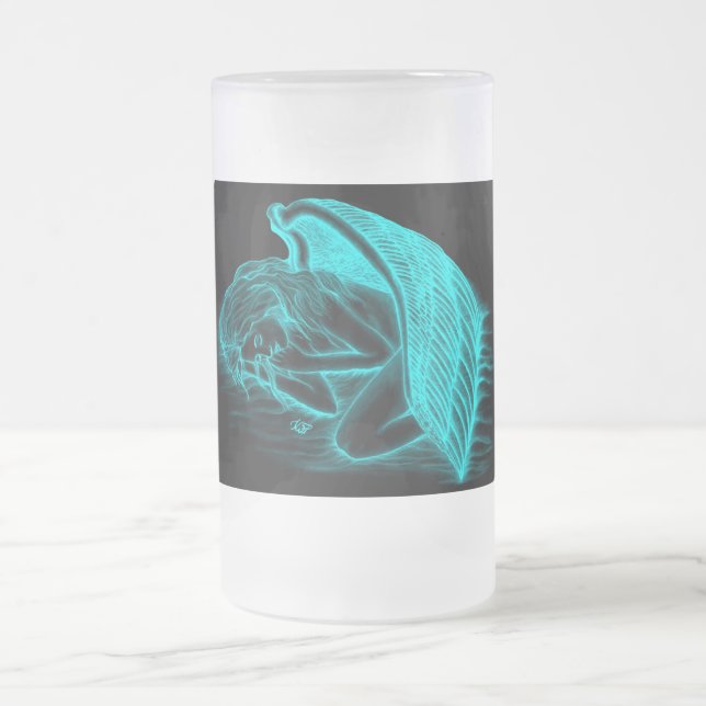 Caneca De Cerveja Vidro Jateado Um Anjo Dormindo (Centro)