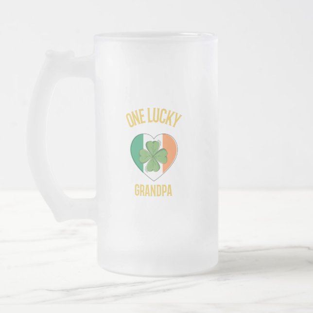 Caneca De Cerveja Vidro Jateado Um avô sortudo (Esquerda)