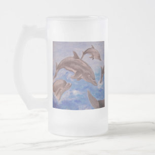 Caneca De Cerveja Vidro Jateado Um bando de golfinhos picantes