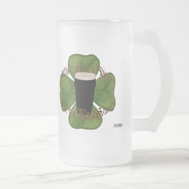 Caneca De Cerveja Vidro Jateado Uma pinta de preto (Direita)