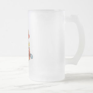 Caneca De Cerveja Vidro Jateado Ursa Bombeiro Bonito Fogo