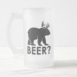 Caneca De Cerveja Vidro Jateado Urso Divertido Cerveja de Veado