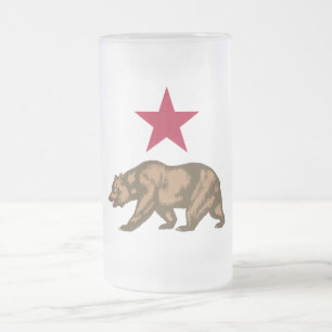 Caneca De Cerveja Vidro Jateado Urso e estrela da república de Califórnia