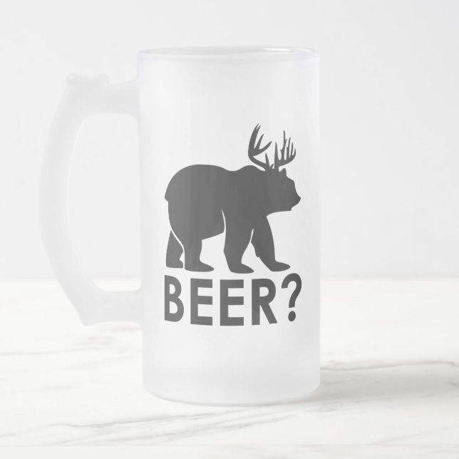 Caneca De Cerveja Vidro Jateado Urso Engraçado Cerveja (Esquerda)