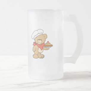 Caneca De Cerveja Vidro Jateado Urso Padeiro Chef Bonito