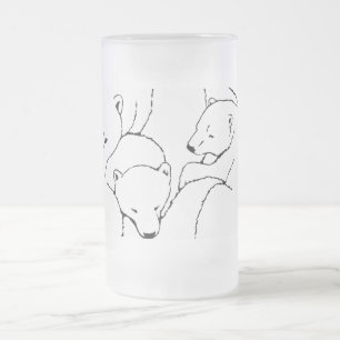 Caneca De Cerveja Vidro Jateado Urso Polar Vidro Mata De Vidro Mãe E Cubs Urso Mug