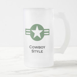 Caneca De Cerveja Vidro Jateado USA Cowboy Style Green