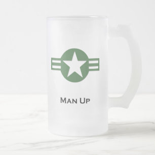 Caneca De Cerveja Vidro Jateado USA Man Up Green