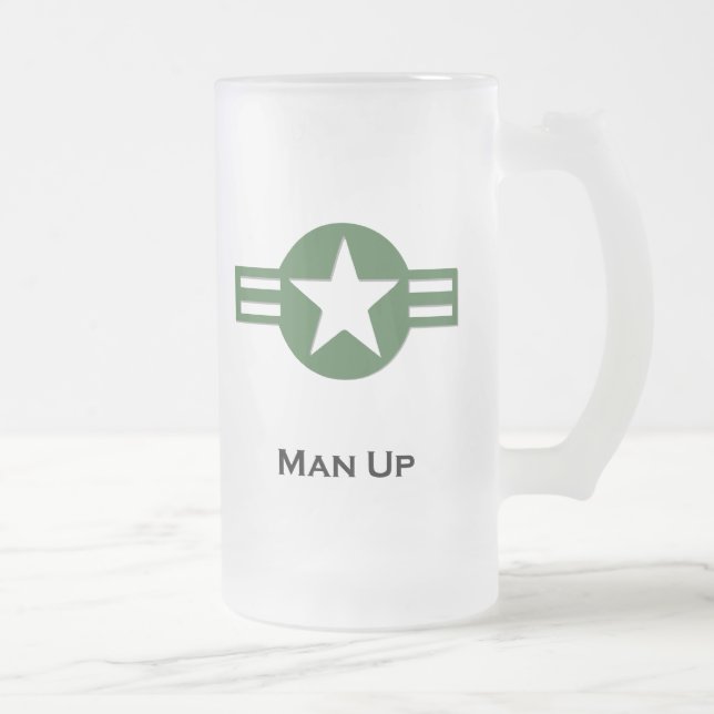 Caneca De Cerveja Vidro Jateado USA Man Up Green (Direita)