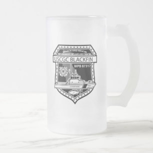 Caneca De Cerveja Vidro Jateado USCGC Blackfin WPB-87317
