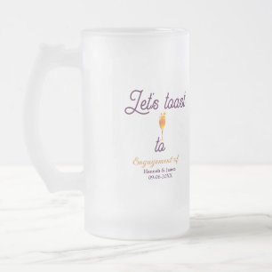 Caneca De Cerveja Vidro Jateado Vamos brindar ao nome da festa de noivado data taç