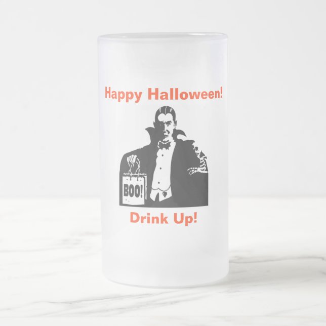 Caneca De Cerveja Vidro Jateado Vampire Halloween Mug (Centro)
