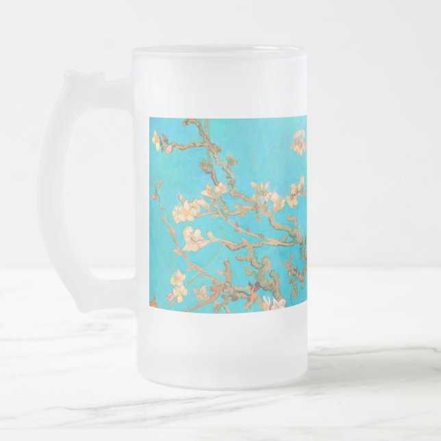 Caneca De Cerveja Vidro Jateado Van Gogh Almond Blossoms (Esquerda)
