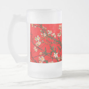 Caneca De Cerveja Vidro Jateado Van Gogh Almond Blossoms Red