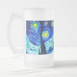 Caneca De Cerveja Vidro Jateado Van Gogh Starry Night