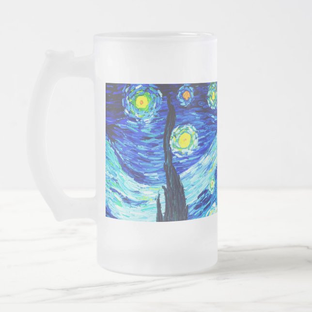 Caneca De Cerveja Vidro Jateado Van Gogh Starry Night (Esquerda)