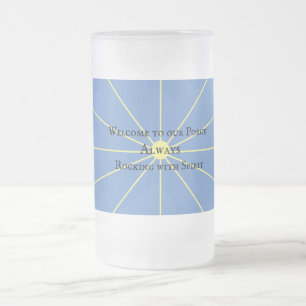 Caneca De Cerveja Vidro Jateado Variação da aguardente de porco   Azul  