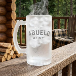 Caneca De Cerveja Vidro Jateado Varsity Negrito Abuelo Apelido Ano de Est
