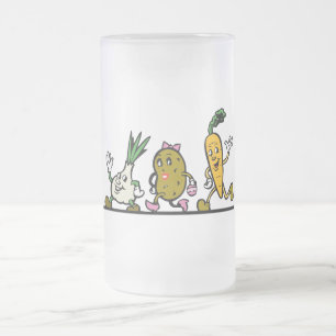 Caneca De Cerveja Vidro Jateado vegetais running engraçados