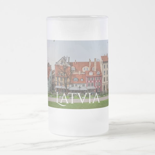 Caneca De Cerveja Vidro Jateado Velha cidade de Riga no outono (Centro)