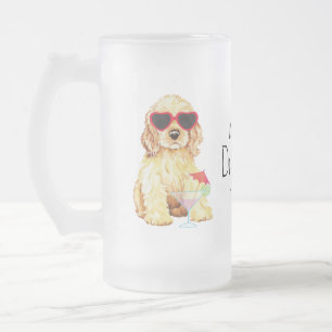 Caneca De Cerveja Vidro Jateado Verão cocker spaniel