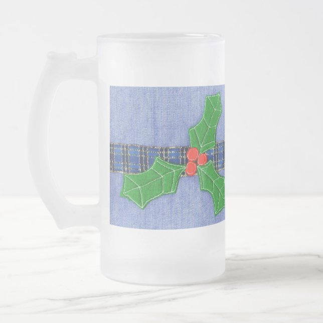 Caneca De Cerveja Vidro Jateado Verde Holly (Esquerda)