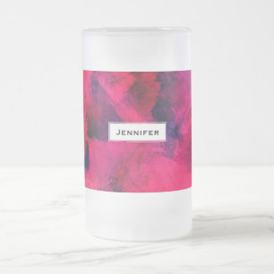 Caneca De Cerveja Vidro Jateado Vermelho escuro e roxo - Abstrato