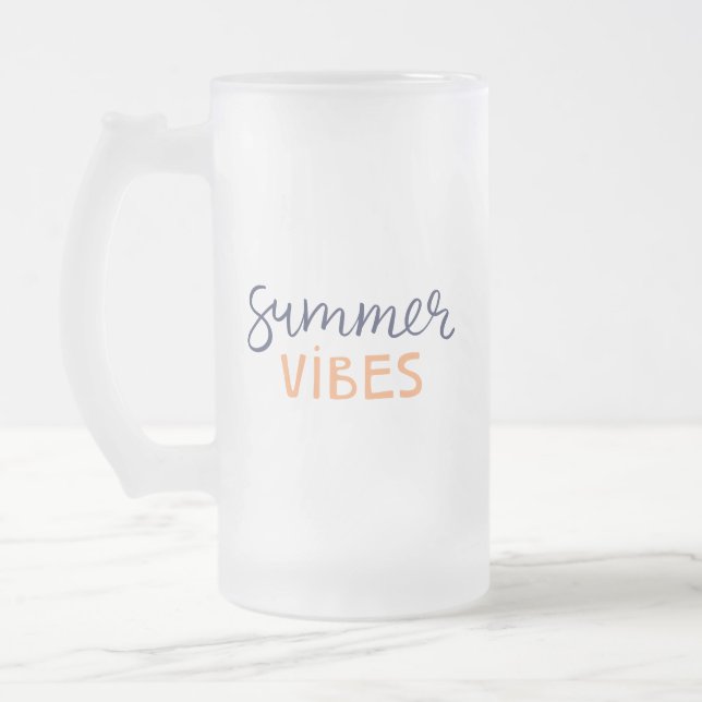 Caneca De Cerveja Vidro Jateado vibe de verão (Esquerda)