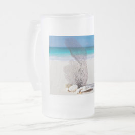 Caneca De Cerveja Vidro Jateado Vida Marinha Natureza Morta