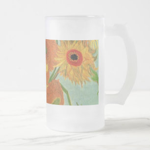 Caneca De Cerveja Vidro Jateado vida morta - vaso com doze girassóis, van Gogh
