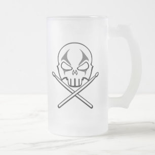 Caneca De Cerveja Vidro Jateado Vidro De Drummer De Metal Pesado De Cerveja E Roll