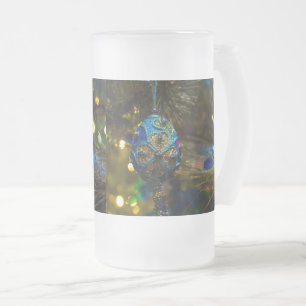 Caneca De Cerveja Vidro Jateado Vidro de Fosco azul vitoriano