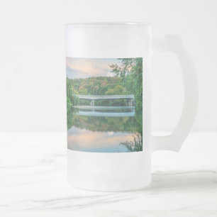 Caneca De Cerveja Vidro Jateado Vidro do Fosco de Tranquilidade do Lago Springfiel