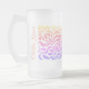 Caneca De Cerveja Vidro Jateado Vidro Estreitado Primavera Floral Bar