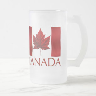 Caneca De Cerveja Vidro Jateado Vidros da lembrança da bandeira de Canadá da