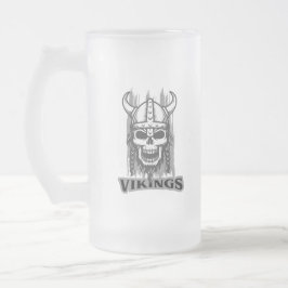 Caneca De Cerveja Vidro Jateado Viking Skeleton Beer Mug - Fosco de vidro do Desig