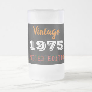 Caneca De Cerveja Vidro Jateado Vintage 1975 edição limitada 50th Birthday Gift