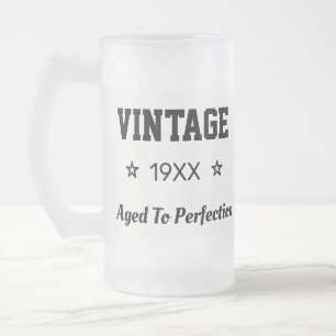 Caneca De Cerveja Vidro Jateado Vintage Aged To Perfection Mug