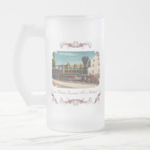 Caneca De Cerveja Vidro Jateado Vintage Locomotive Fosco Mug
