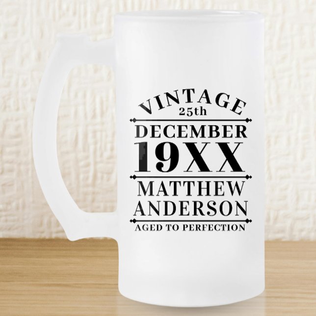 Caneca De Cerveja Vidro Jateado Vintage personalizada envelhecida em perfeição (Criador carregado)