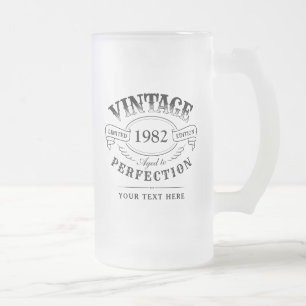 Caneca De Cerveja Vidro Jateado Vintage Personalizada Idade para Perfecção Anivers