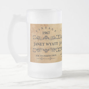 Caneca De Cerveja Vidro Jateado Vintage Qualquer Aniversário