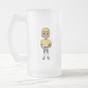 Caneca De Cerveja Vidro Jateado vintage retro football player black yellow simple